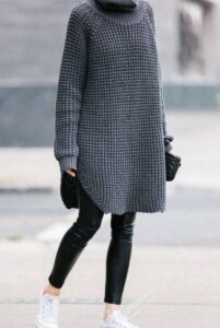 oversized sweaters Layered over a dress