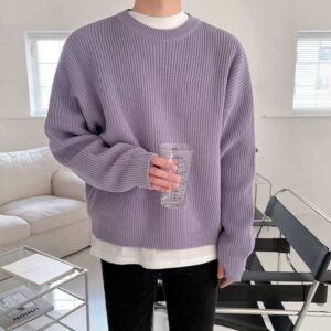 Oversized Sweater With White Undershirt