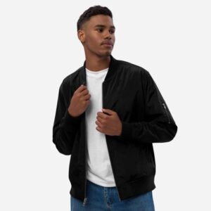 black bomber Jacket With a T-Shirt