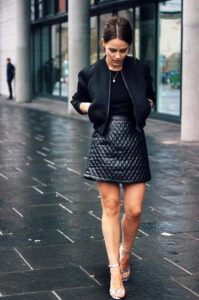 black bomber Jacket With skirt