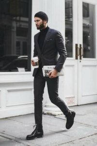 black boots with suit